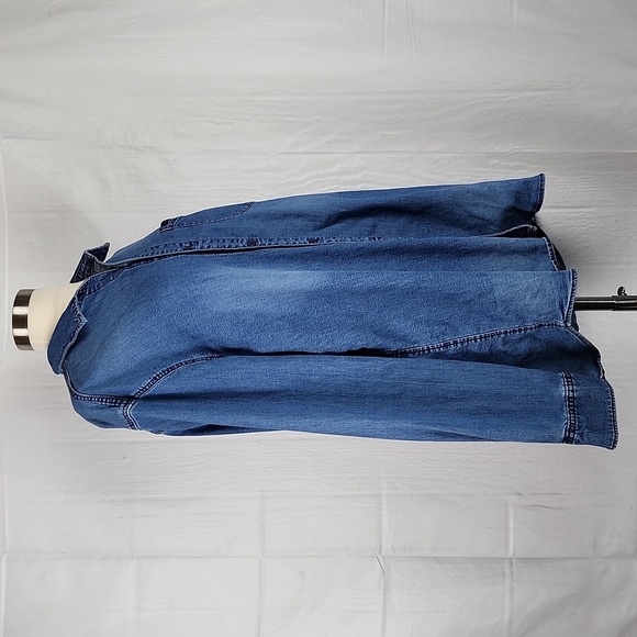 Vintage 90’s Lee Oversized Blue Denim Longline Grunge Button Down Shirt. XL - Picture 2 of 12